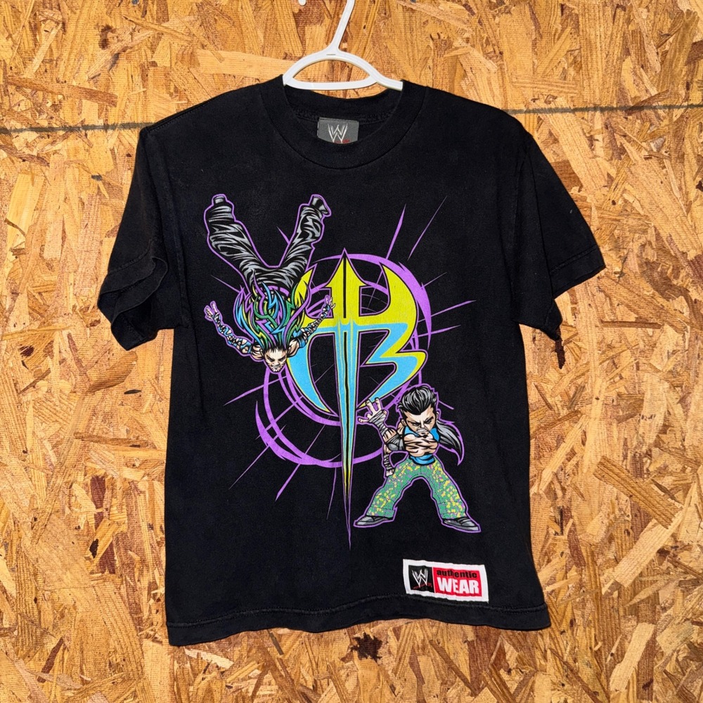 WWE‎ Wrestling 2007 Graphic Tee Hardy Boyz Anime Cartoon Black T-shirt Youth M